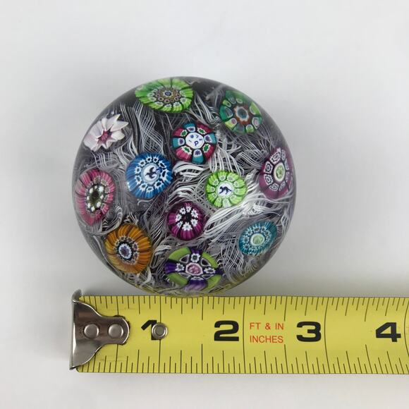 Perthshire PP13 1972 Spaced Millefiori Latticinio Rod Amethyst Paperweight Cert - Picture 8 of 13